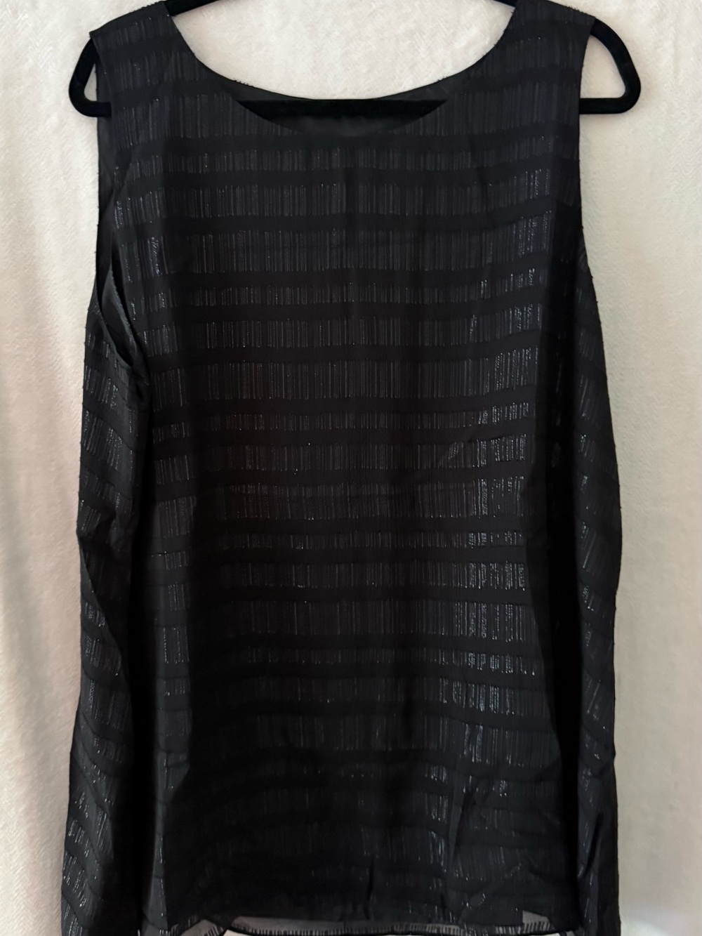 Eileen Fisher Black Sheer-Striped Sleeveless Tank